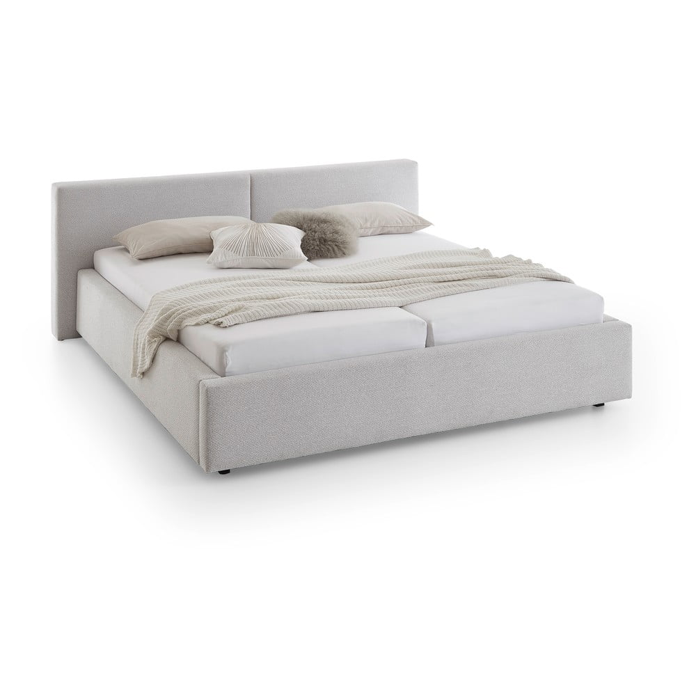 Ezüstszínű kárpitozott franciaágy ágyrács nélkül 140x200 cm Cube – Meise Möbel