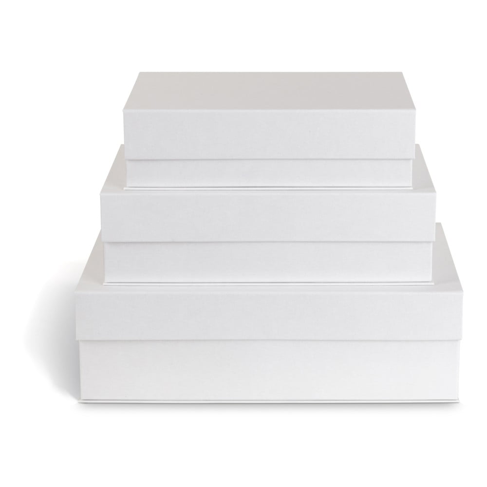 Fehér fedeles dekoratív karton tárolódoboz szett 3 db-os 42