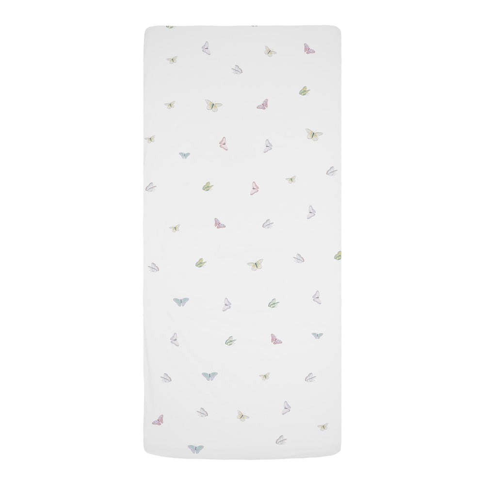 Fehér gumis pamut-szatén gyerek lepedő babaágyhoz 60x120 cm Flowers Around Me – Butter Kings