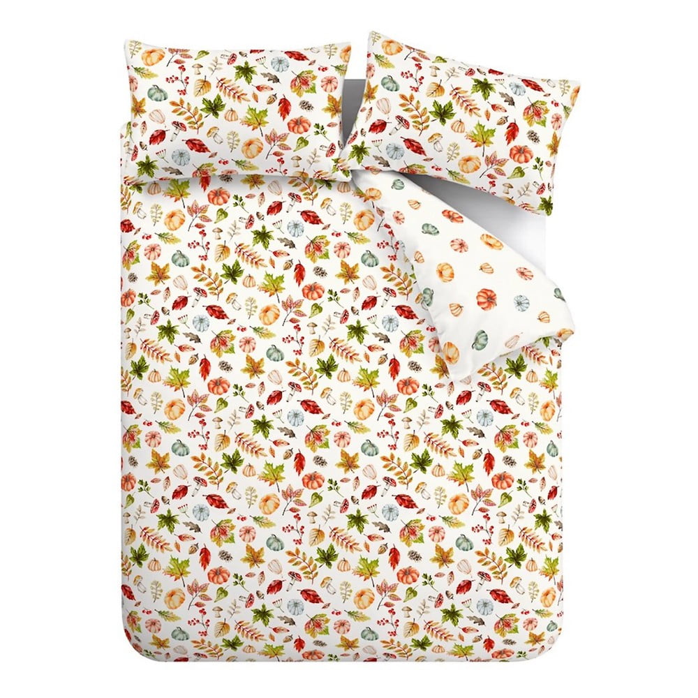 Fehér-narancssárga kétszemélyes ágyneműhuzat 200x200 cm Autumn Pumpkins – Catherine Lansfield