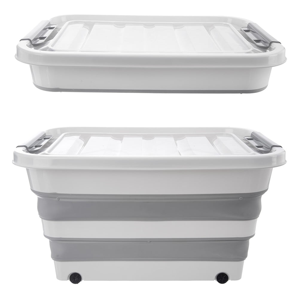 Fehér-szürke fedeles műanyag tárolódoboz 54x39x28 cm Kemp – Orion