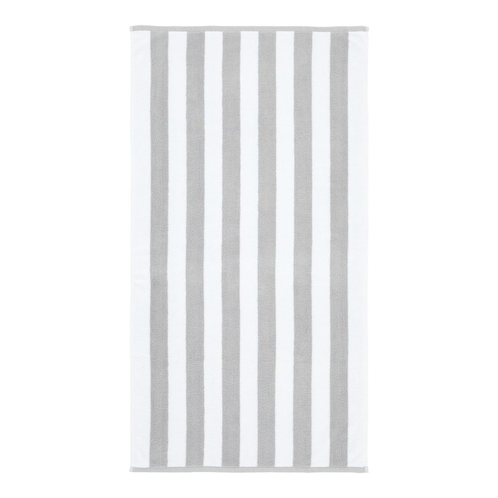 Fehér-szürke frottír pamut fürdőlepedő 70x120 cm Reversible Stripe – Bianca