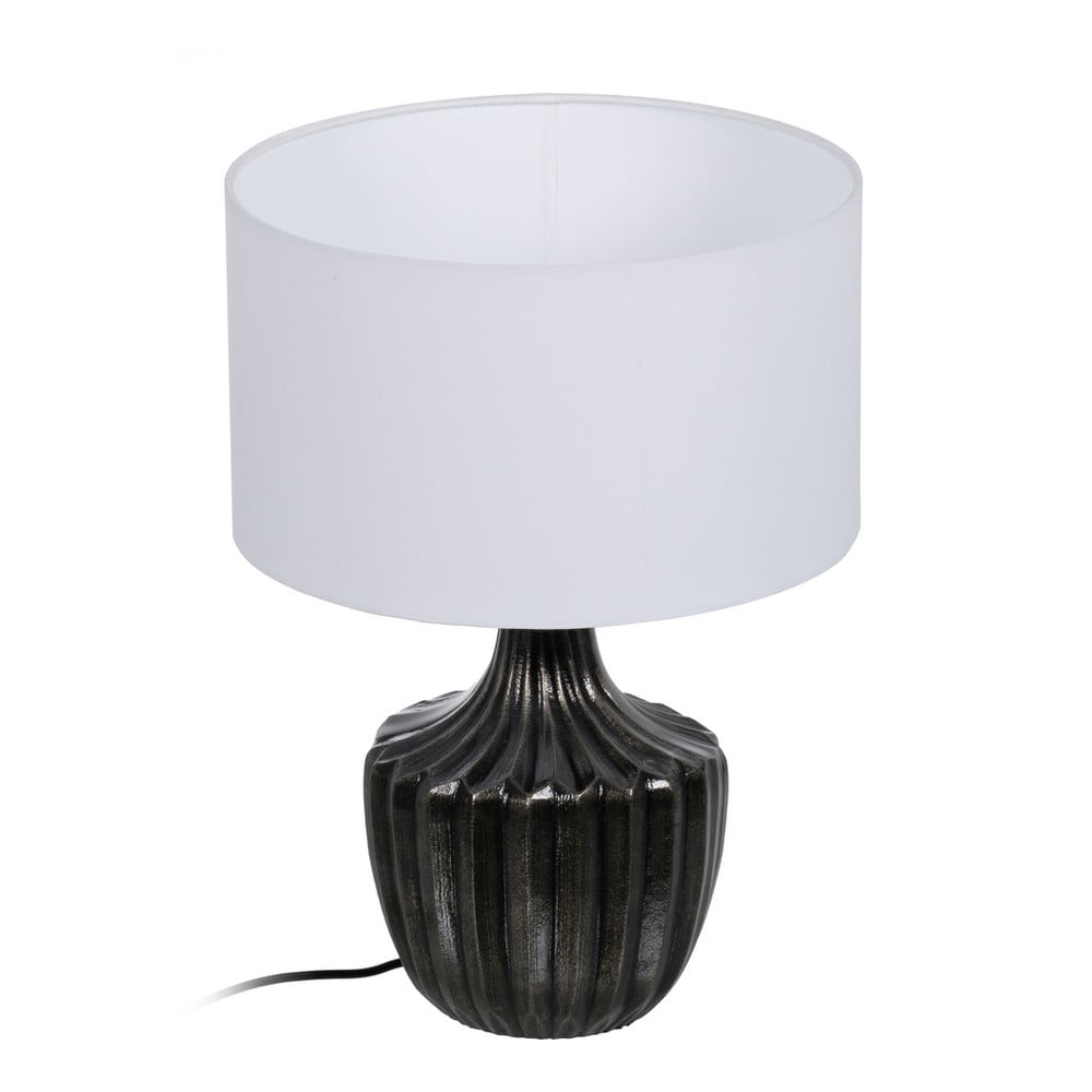 Fekete-fehér asztali lámpa textil búrával (magasság 52