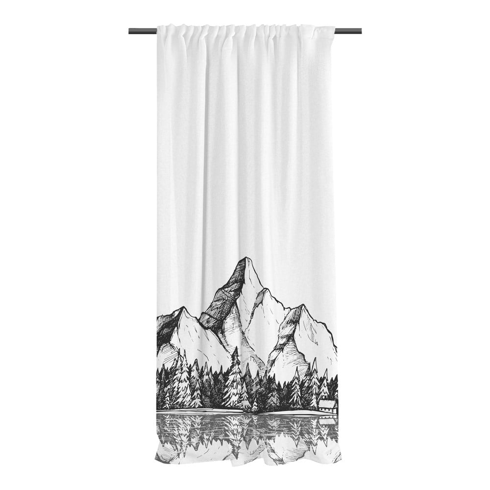 Fekete-fehér pamut-szatén függöny 110x250 cm Cabin in the Mountain – Butter Kings