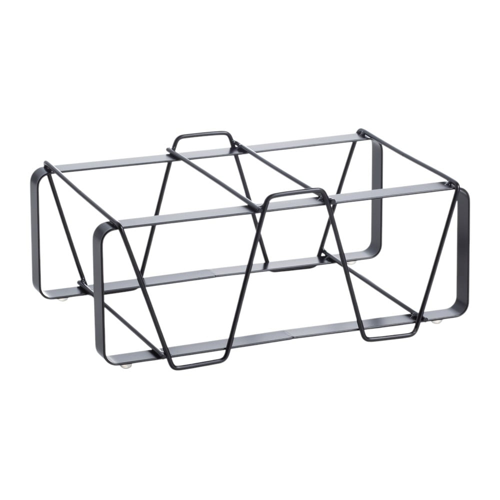 Fekete fém bortartó polcos állvány