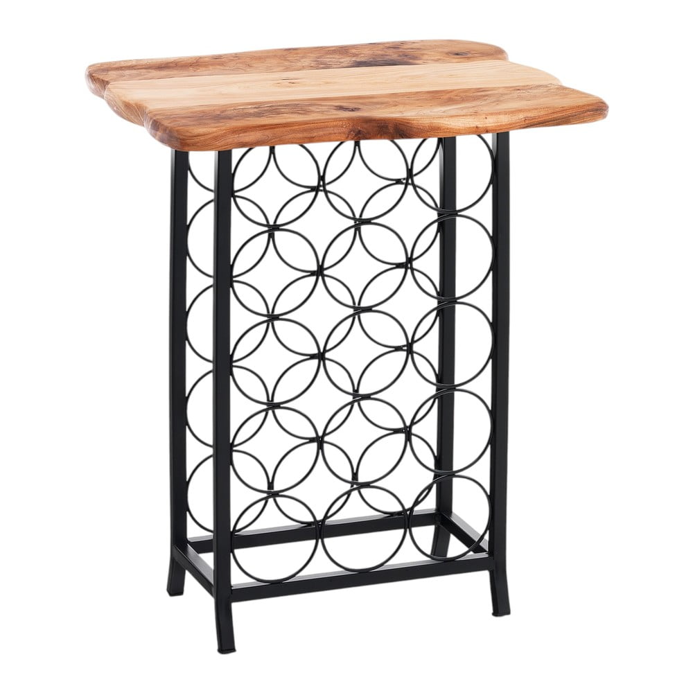 Fekete-natúr színű fém bortartó polcos állvány