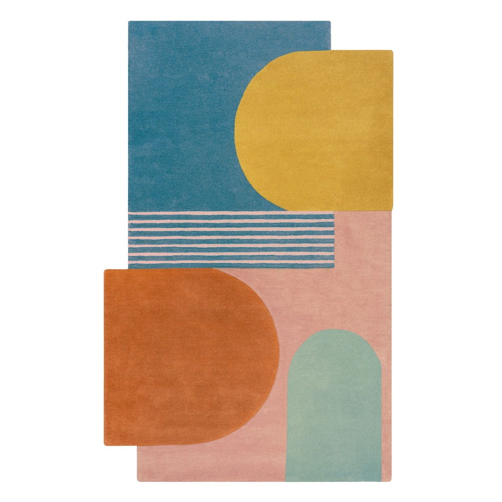 Kék kézi szövésű gyapjú szőnyeg 150x240 cm Lozenge Bright Multi – Flair Rugs