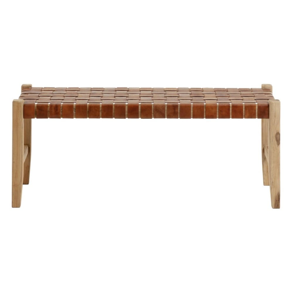 Konyakbarna-natúr színű bőr pad Calixta – Kave Home