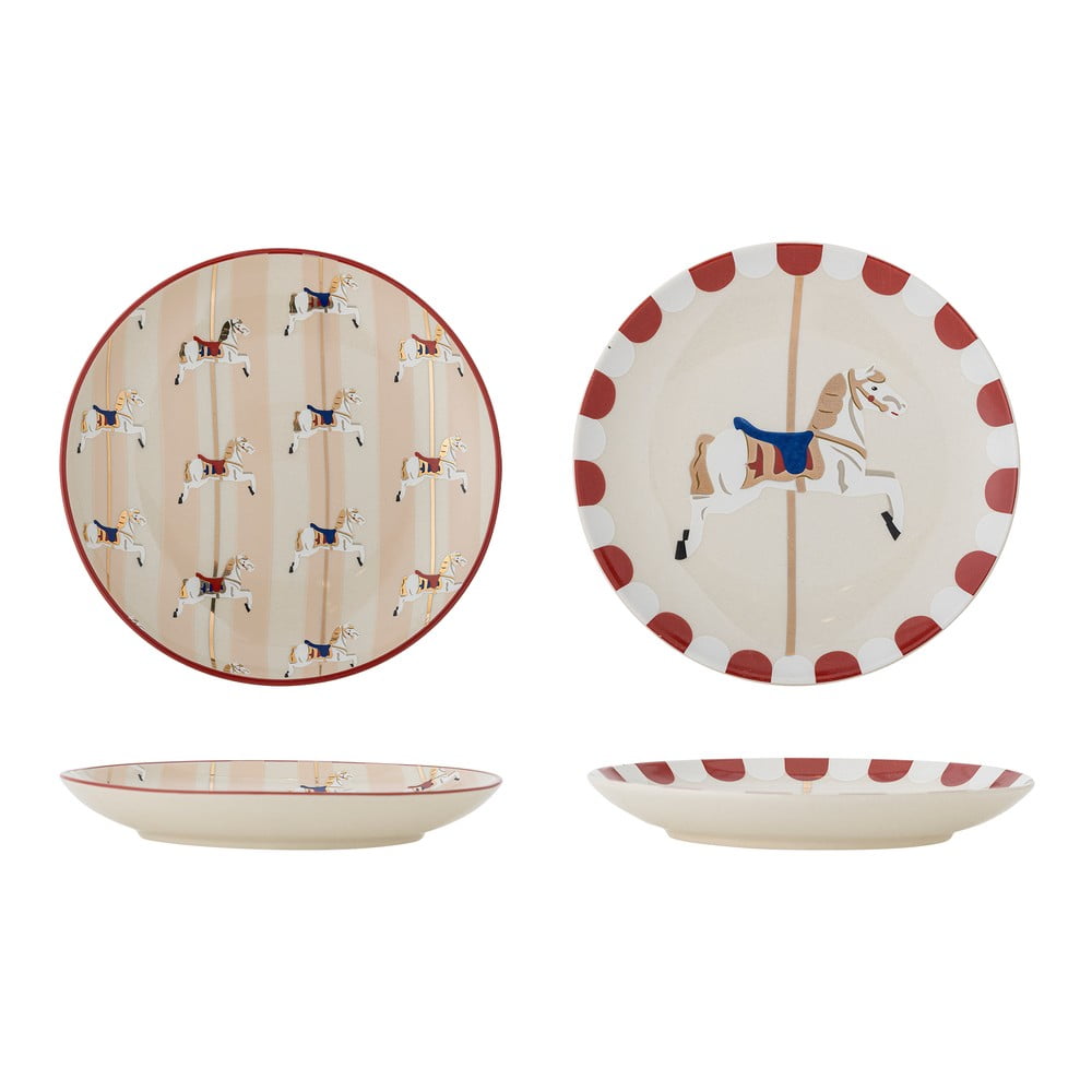 Krémszínű desszertes agyagkerámia tányér készlet 2 db-os karácsonyi mintával ø 16 cm Merry-go-round – Bloomingville
