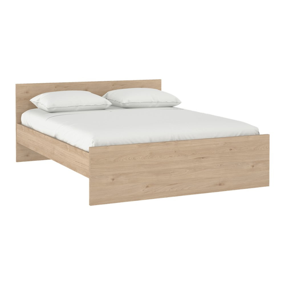 Natúr színű franciaágy ágyrács nélkül 180x200 cm tölgyfa dekorral Naia – Tvilum