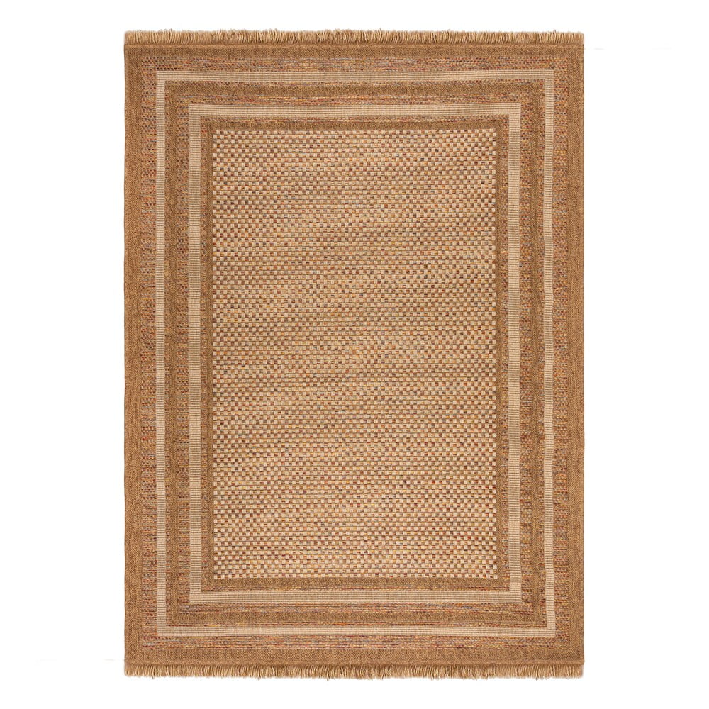 Natúr színű kültéri-beltéri szőnyeg 120x170 cm Layla Border – Flair Rugs