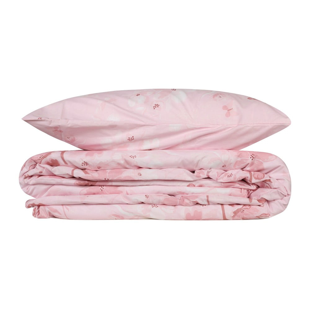 Rózsaszín egyszemélyes renforcé pamut ágyneműhuzat 140x200 cm Elena – Mijolnir