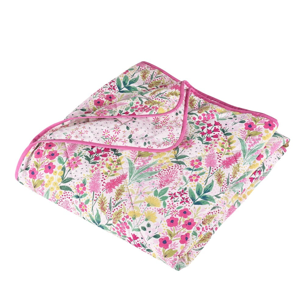 Rózsaszín steppelt ágytakaró 220x230 cm Tilly Floral – Catherine Lansfield