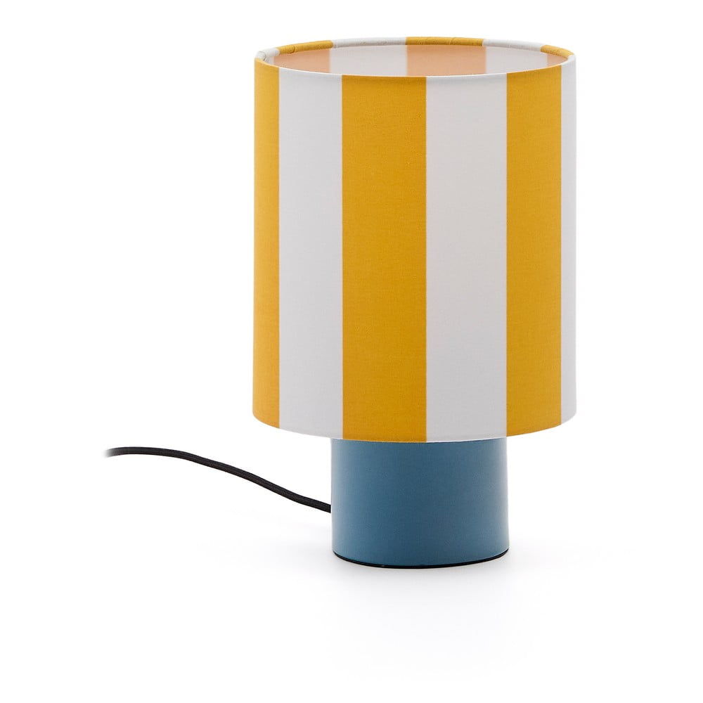 Sárga-kék asztali lámpa textil búrával (magasság 25 cm) Ciral – Kave Home