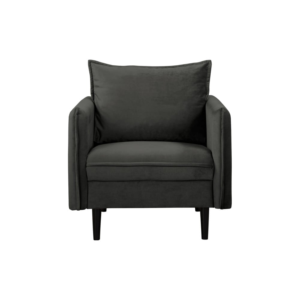 Sötétszürke bársony fotel Juli – Ropez