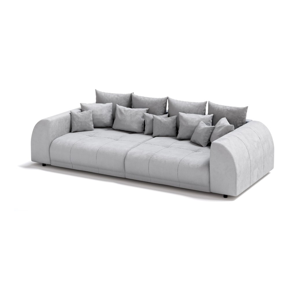 Sötétszürke kordbársony kinyitható kanapé 310 cm Vanessa – Ropez