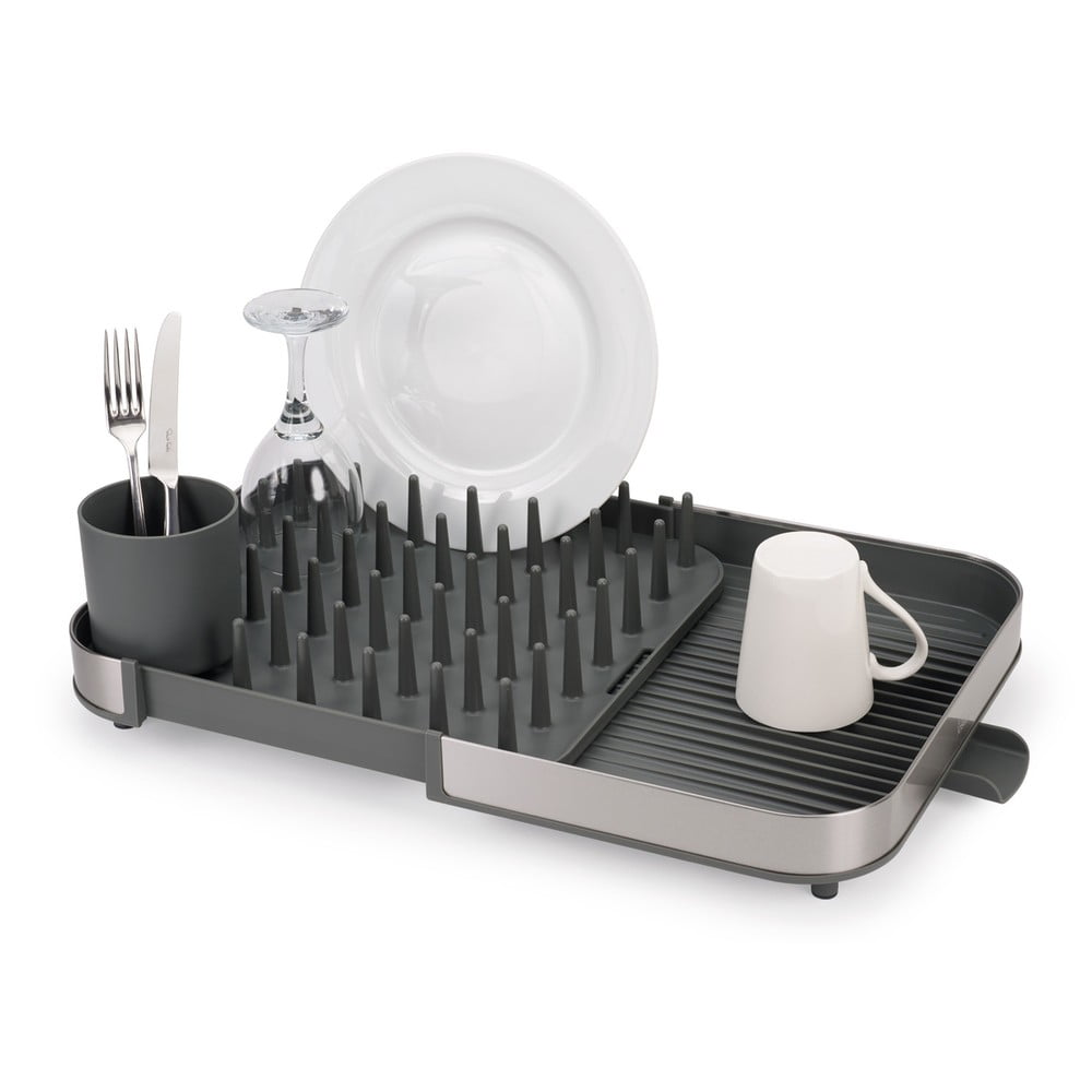 Szürke állítható rozsdamentes acél edényszárító 35x39 cm Duo – Joseph Joseph