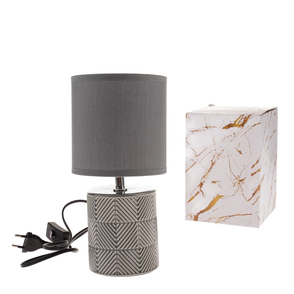 Szürke asztali lámpa textil búrával (magasság 27 cm) – Dakls