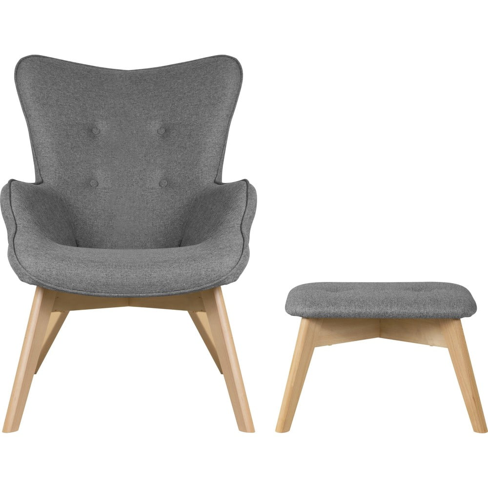 Szürke fotel lábtartóval Niko – Ropez