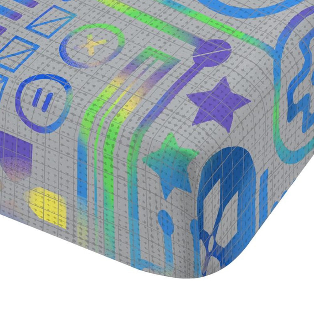 Szürke gumis egyszemélyes mikroszálas gyerek lepedő magas matrachoz 90x190 cm Gamer – Catherine Lansfield