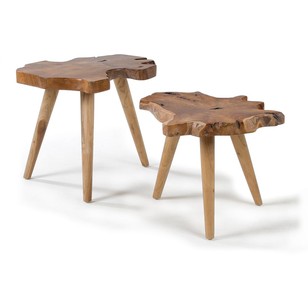 Teakfa tárolóasztal szett 2 db-os 50x60 cm Hattie – Kave Home