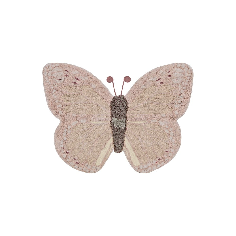 Világos rózsaszín-bézs mosható kézi szövésű pamut gyerek szőnyeg 90x120 cm Baby Butterfly – Lorena Canals