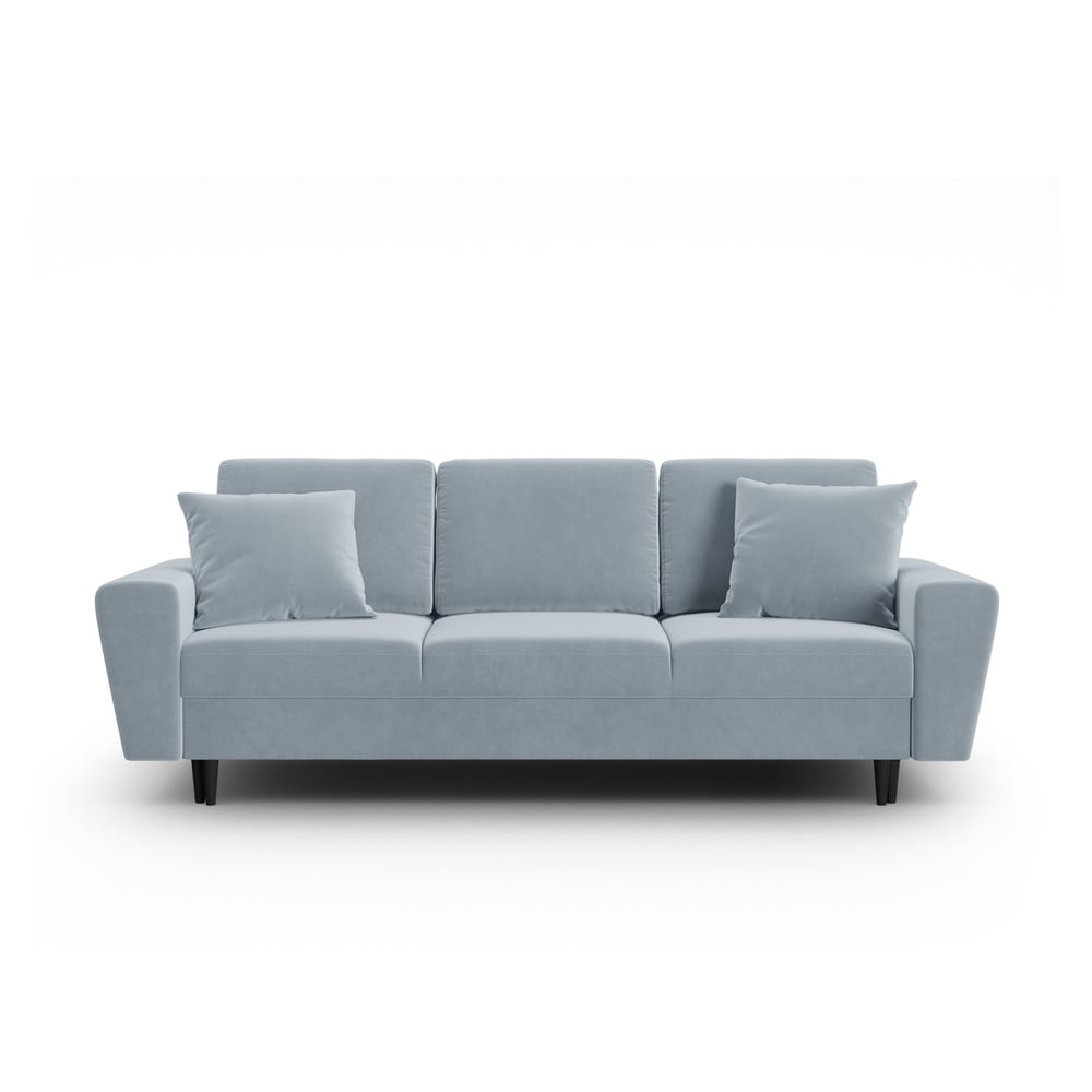 Világoskék bársony kinyitható tárolóhelyes kanapé 235 cm Kyoto – Cosmopolitan Design