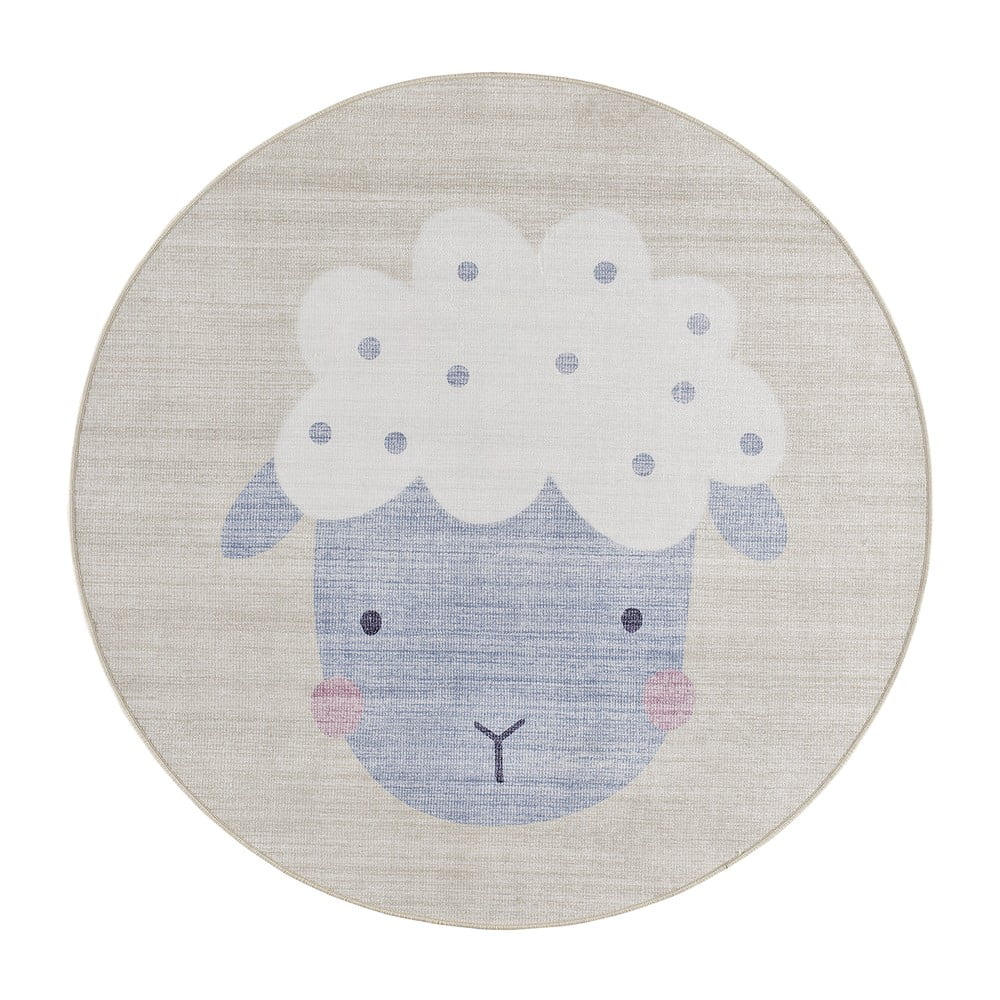 Világoskék-krémszínű mosható gyerek szőnyeg ø120 cm Candy – Universal