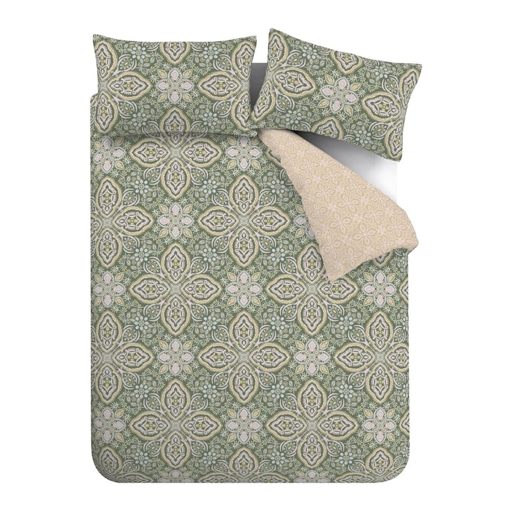 Zöld-bézs kétszemélyes hosszabbított ágyneműhuzat 230x220 cm Alba Geo – Pineapple Elephant