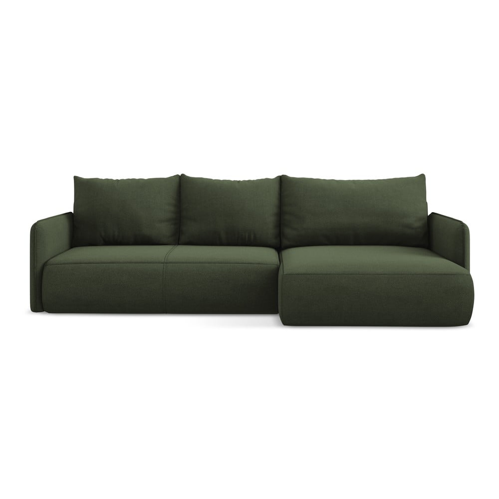 Zöld kinyitható-tárolóhelyes sarokkanapé (jobb oldali) Nanea – Makamii