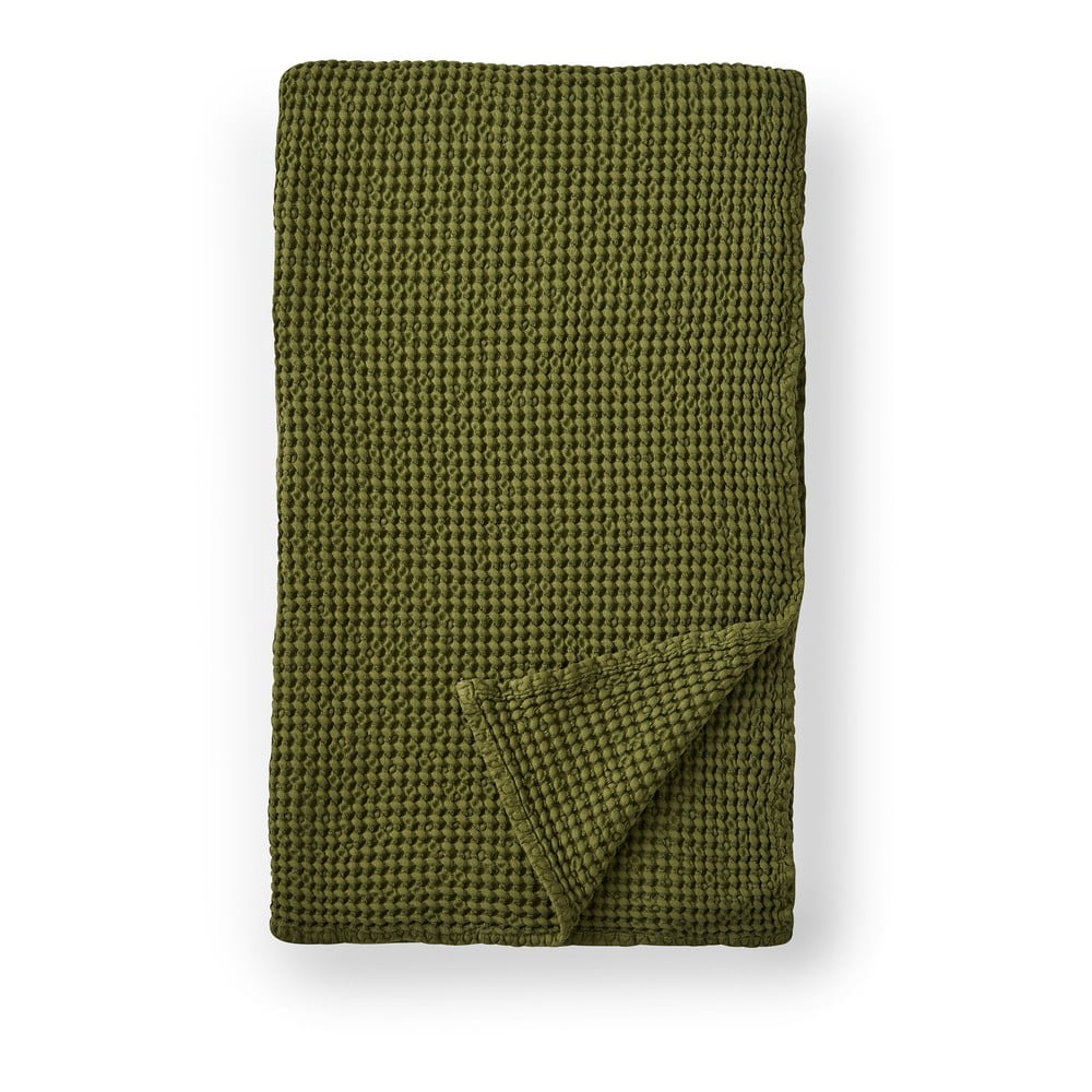 Zöld pamut takaró 150x200 cm Jaipur Chunky Waffle – Pineapple Elephant