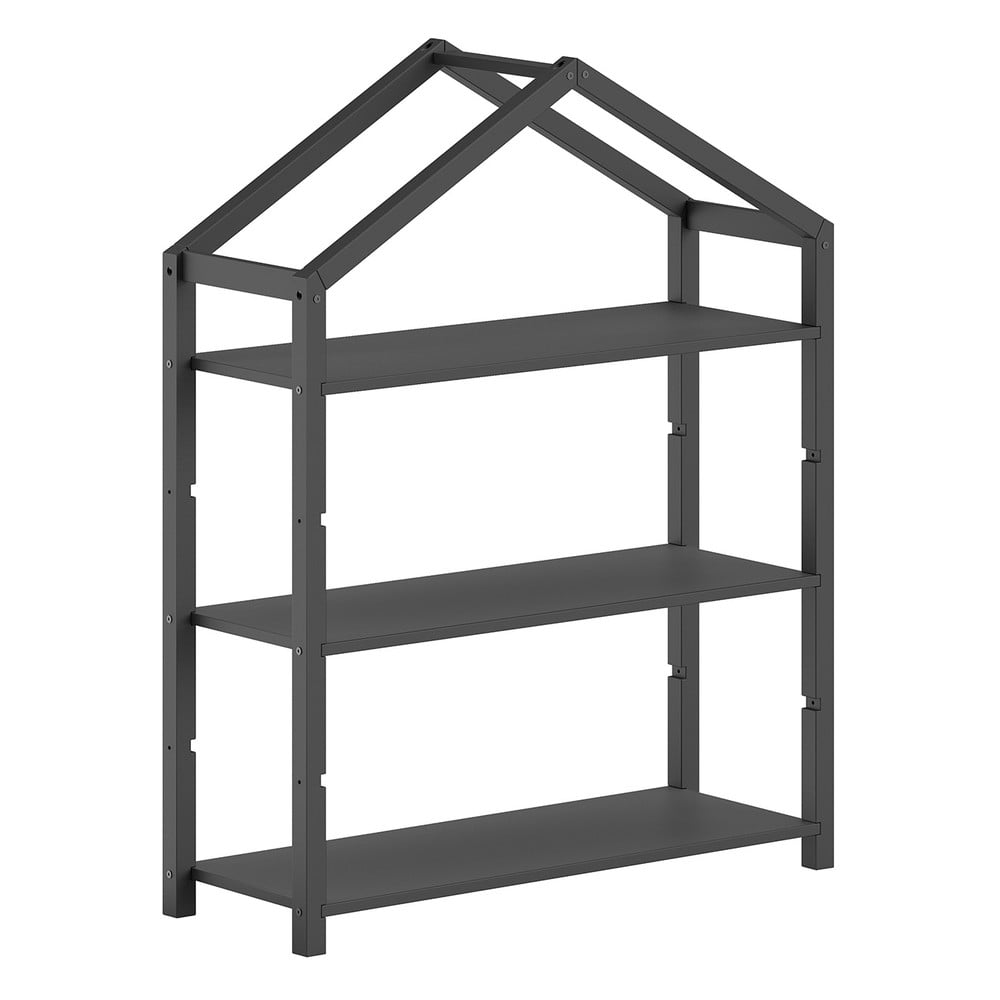 Antracitszürke borovi fenyő gyerek könyvespolc 111x141x40 cm Dallas – Vipack