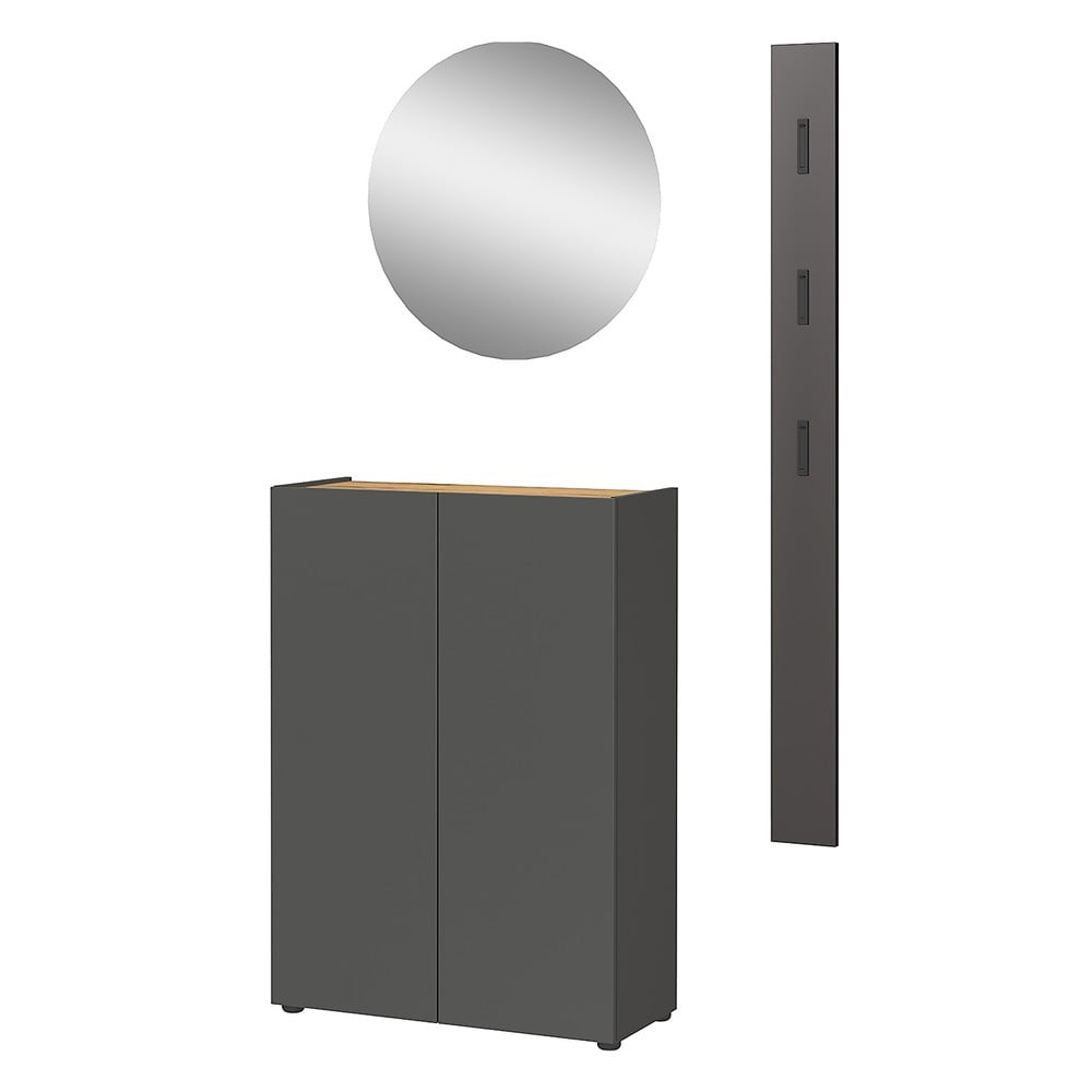 Antracitszürke előszoba bútor tölgyfa dekorral 104x200x33 cm Alviano – Germania