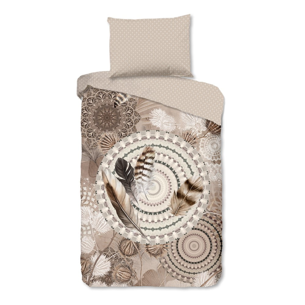 Barna egyszemélyes flanel ágyneműhuzat 140x200 cm Ringhda – HIP