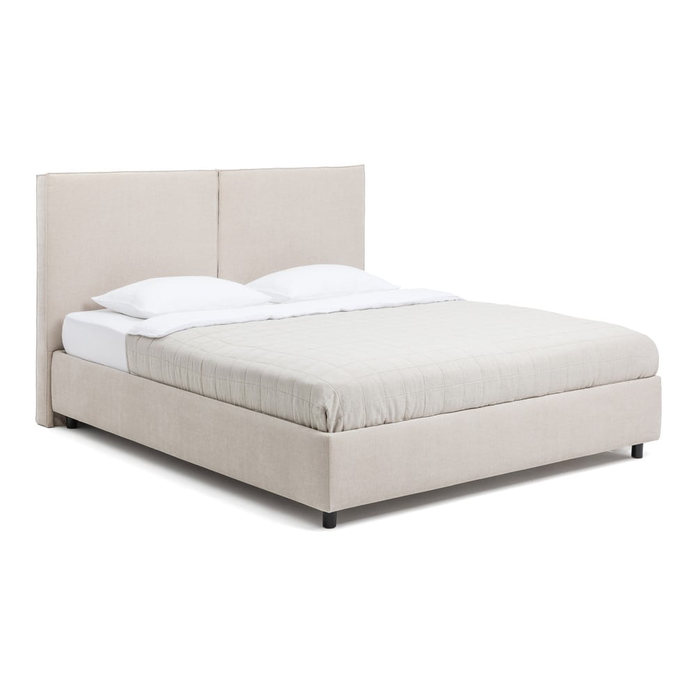 Bézs kárpitozott ágyneműtartós franciaágy ágyráccsal 180x200 cm Myra Bold – Bonami Selection