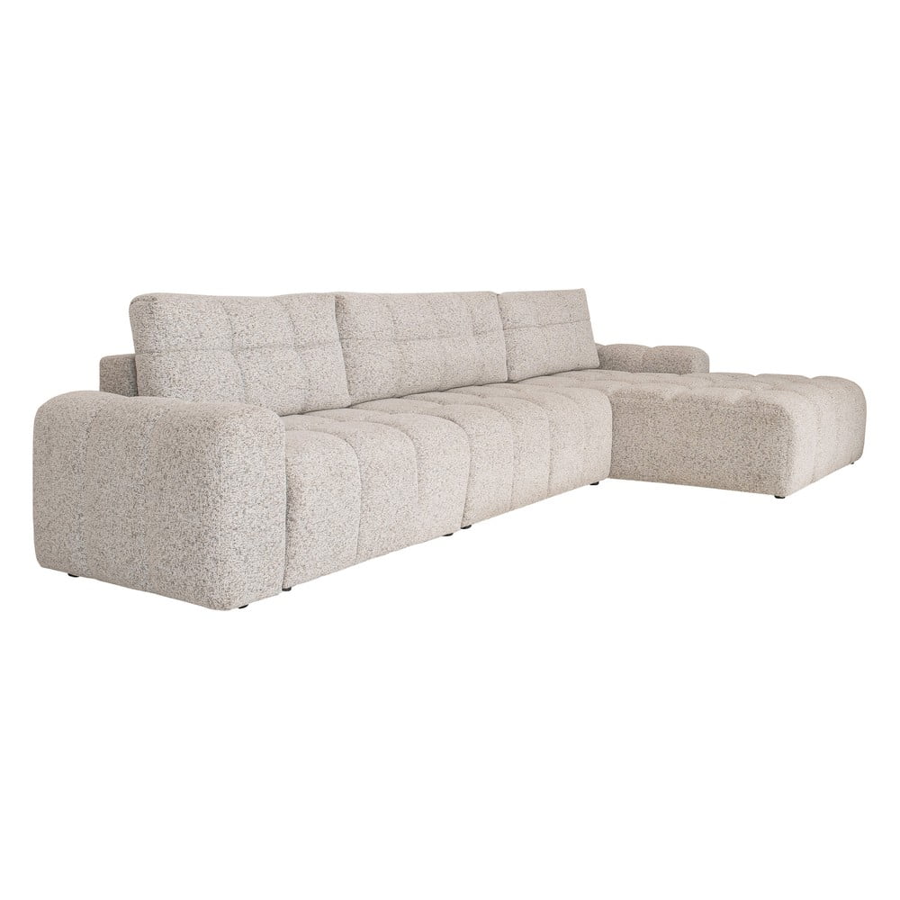 Bézs kinyitható tárolóhelyes moduláris sarokkanapé (jobb oldali) Lulu – Miuform