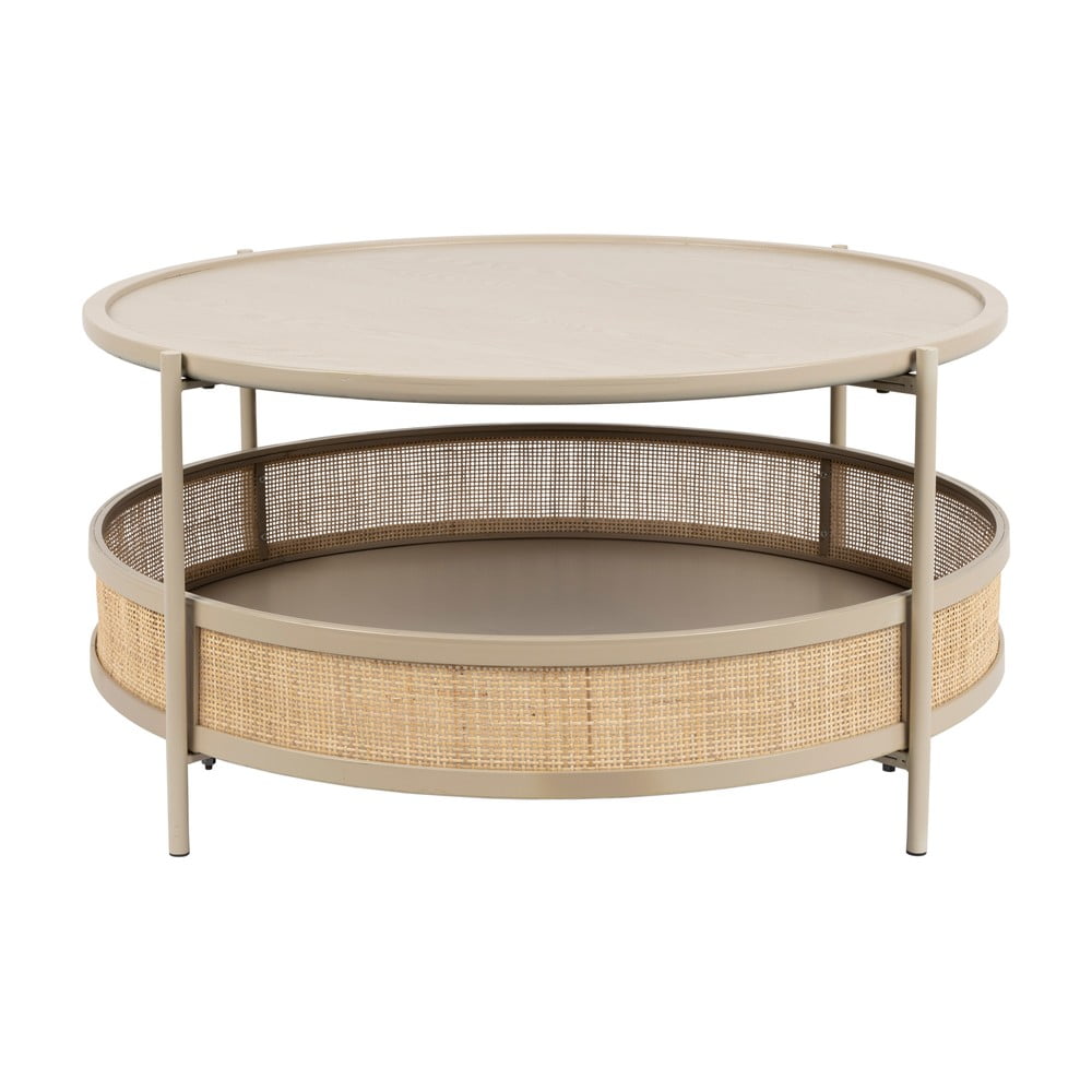 Bézs-natúr színű kerek dohányzóasztal ø 80 cm Makoto – White Label