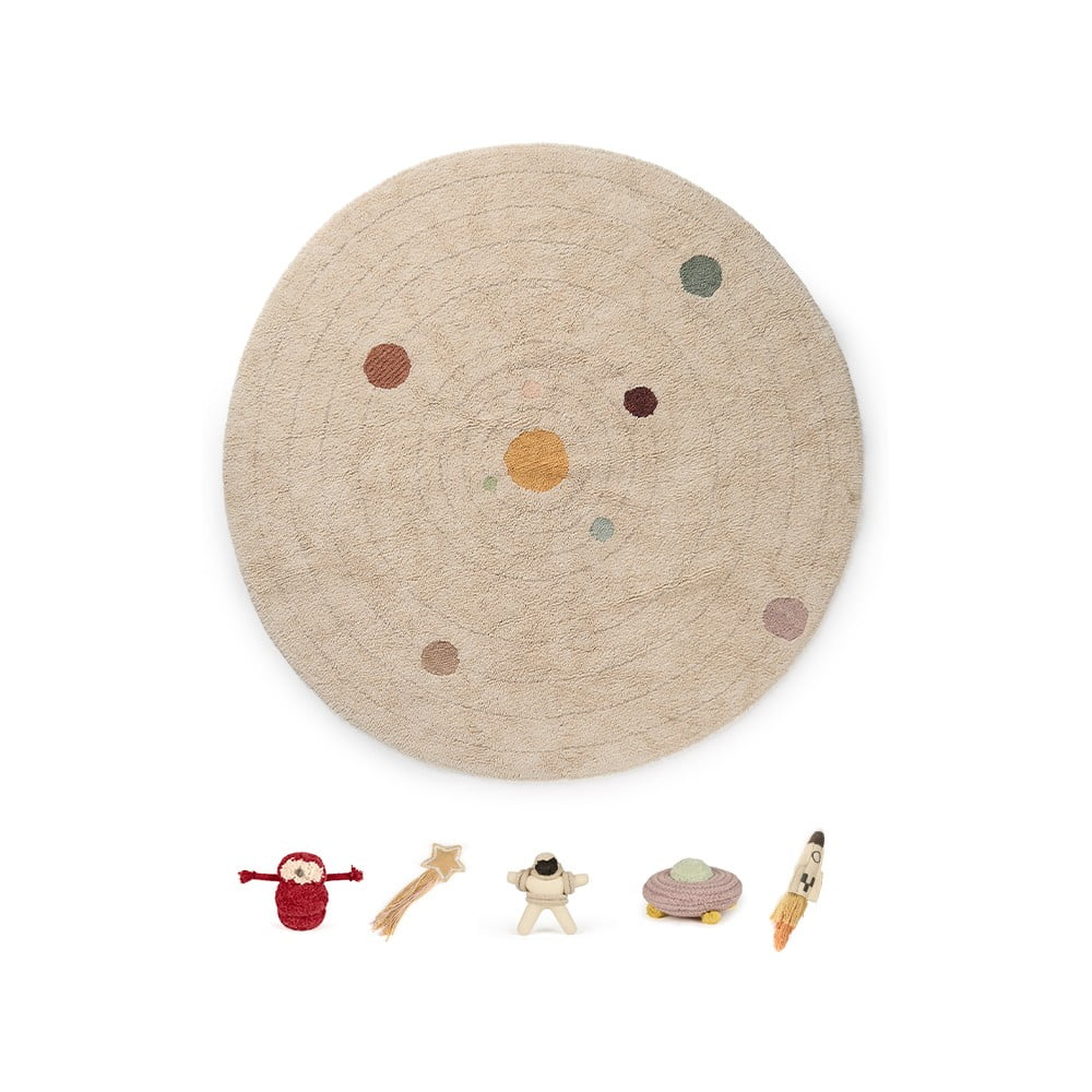 Bézs pamut gyerek játszószőnyeg ø150 cm Solar System – Lorena Canals