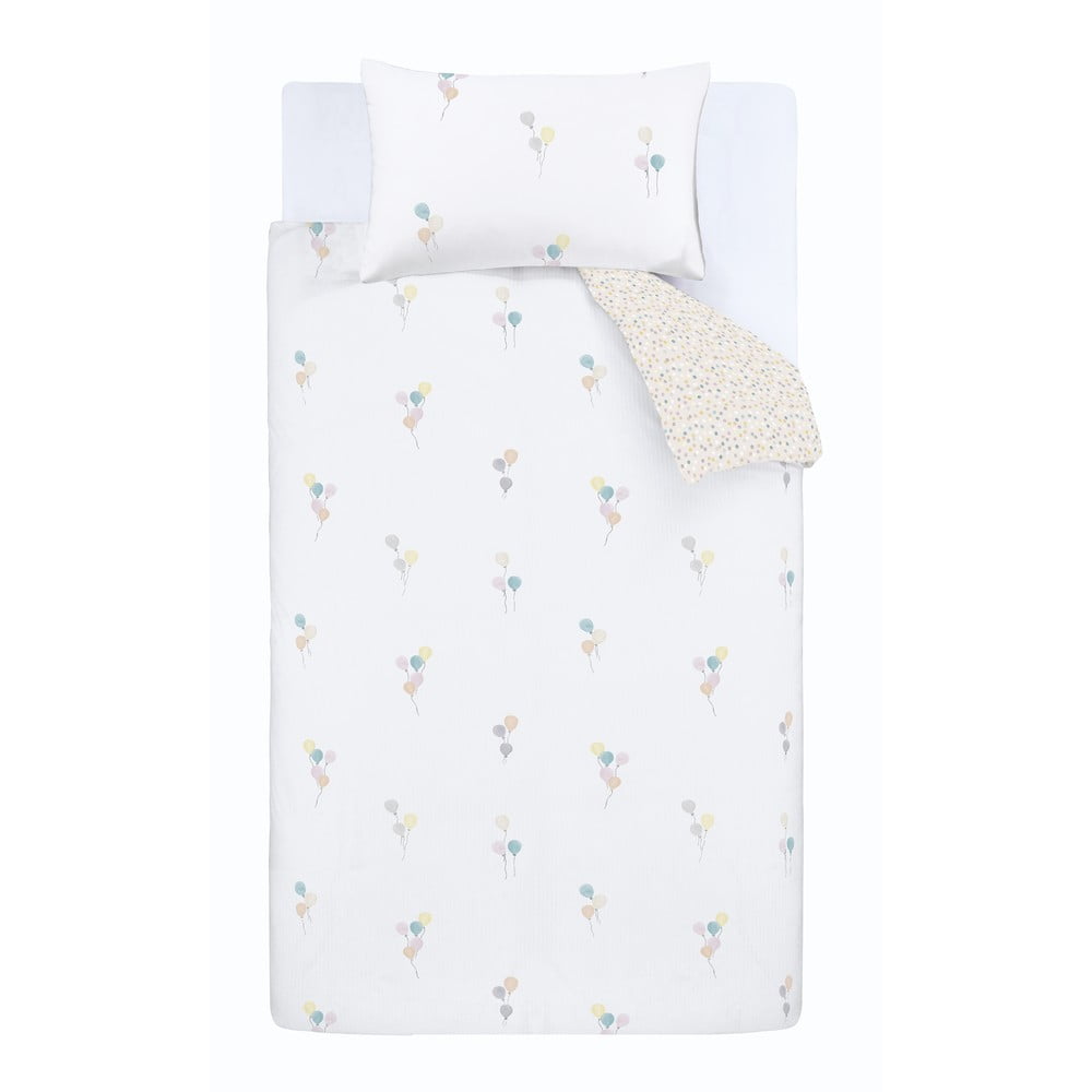 Fehér-bézs kétszemélyes flanel gyerek ágyneműhuzat 200x200 cm Balloons Spot – Bianca