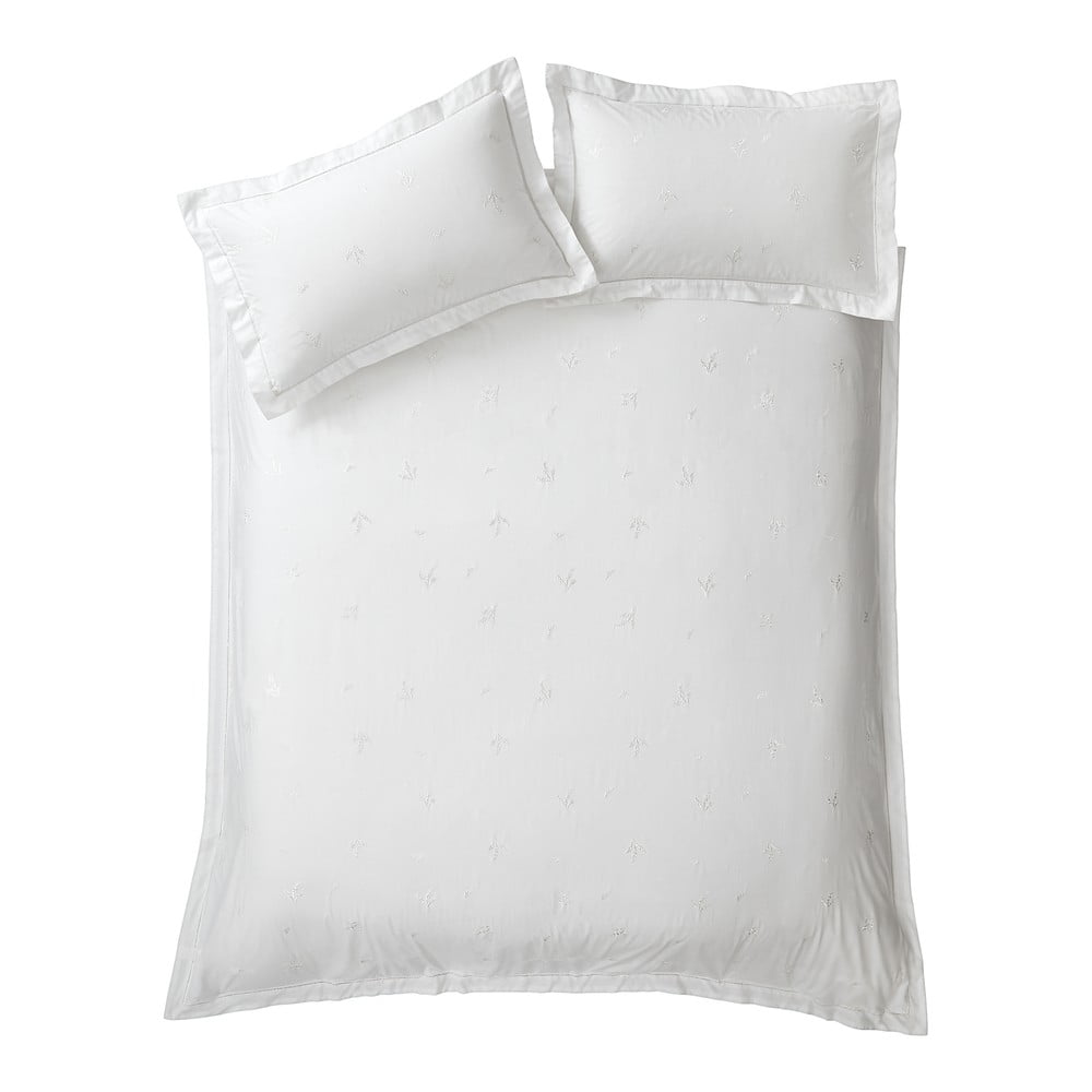 Fehér kétszemélyes pamut ágyneműhuzat 200x200 cm Lottie Floral Embroidery – Bianca