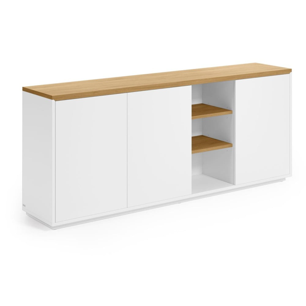 Fehér komód tölgyfa dekorral 180x75x36 cm Abilen – Kave Home
