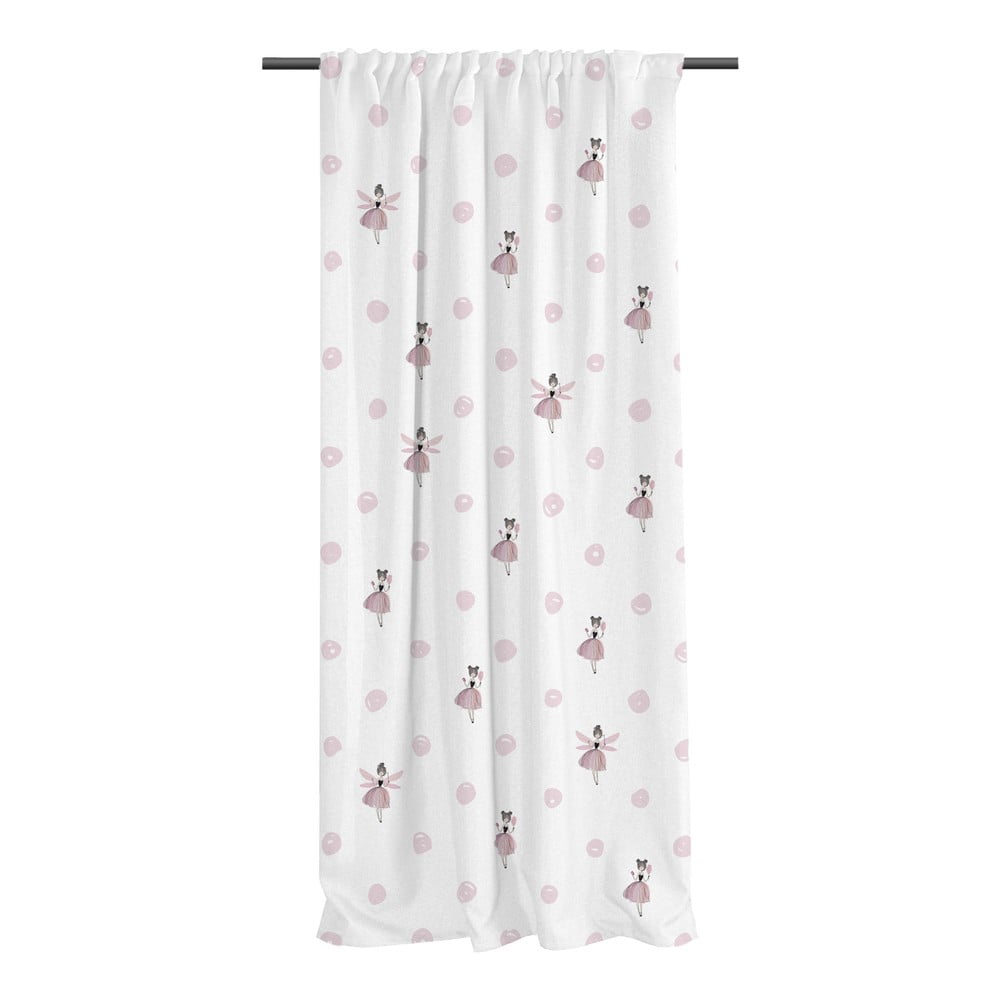 Fehér-rózsaszín pamut-szatén gyerek függöny 110x170 cm Pink Girl – Butter Kings