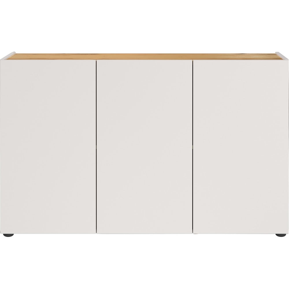 Fehér szekrény tölgyfa dekorral 120x76x34 cm Adrano – Germania