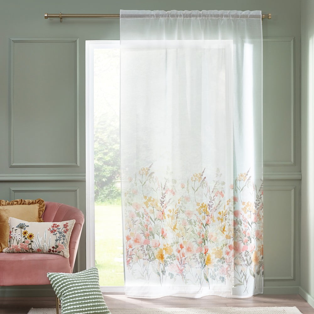 Fehér voile fényáteresztő függöny 140x183 cm Countryside Floral – Catherine Lansfield
