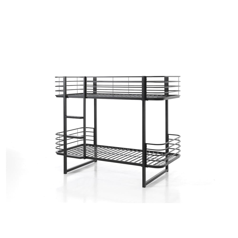 Fekete emeletes fém gyerekágy ágyráccsal 90x200 cm Oscar – Vipack
