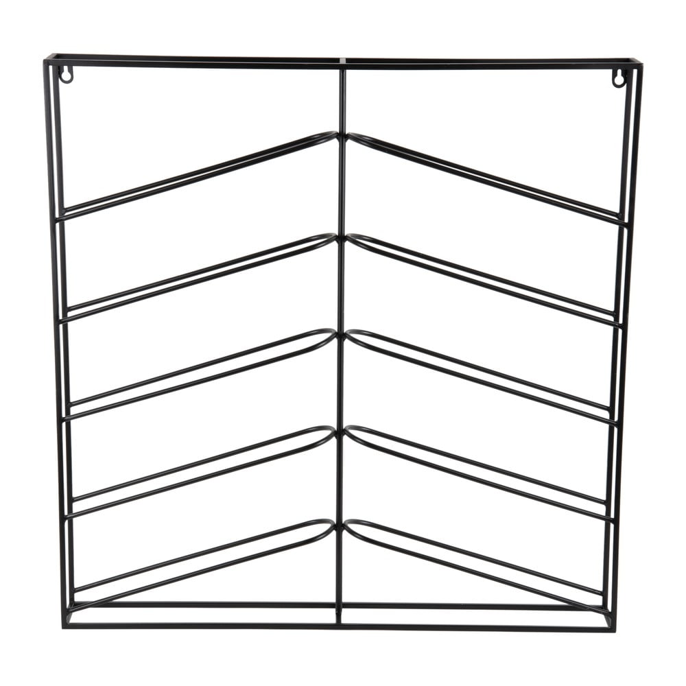 Fekete fali fém bortartó polcos állvány