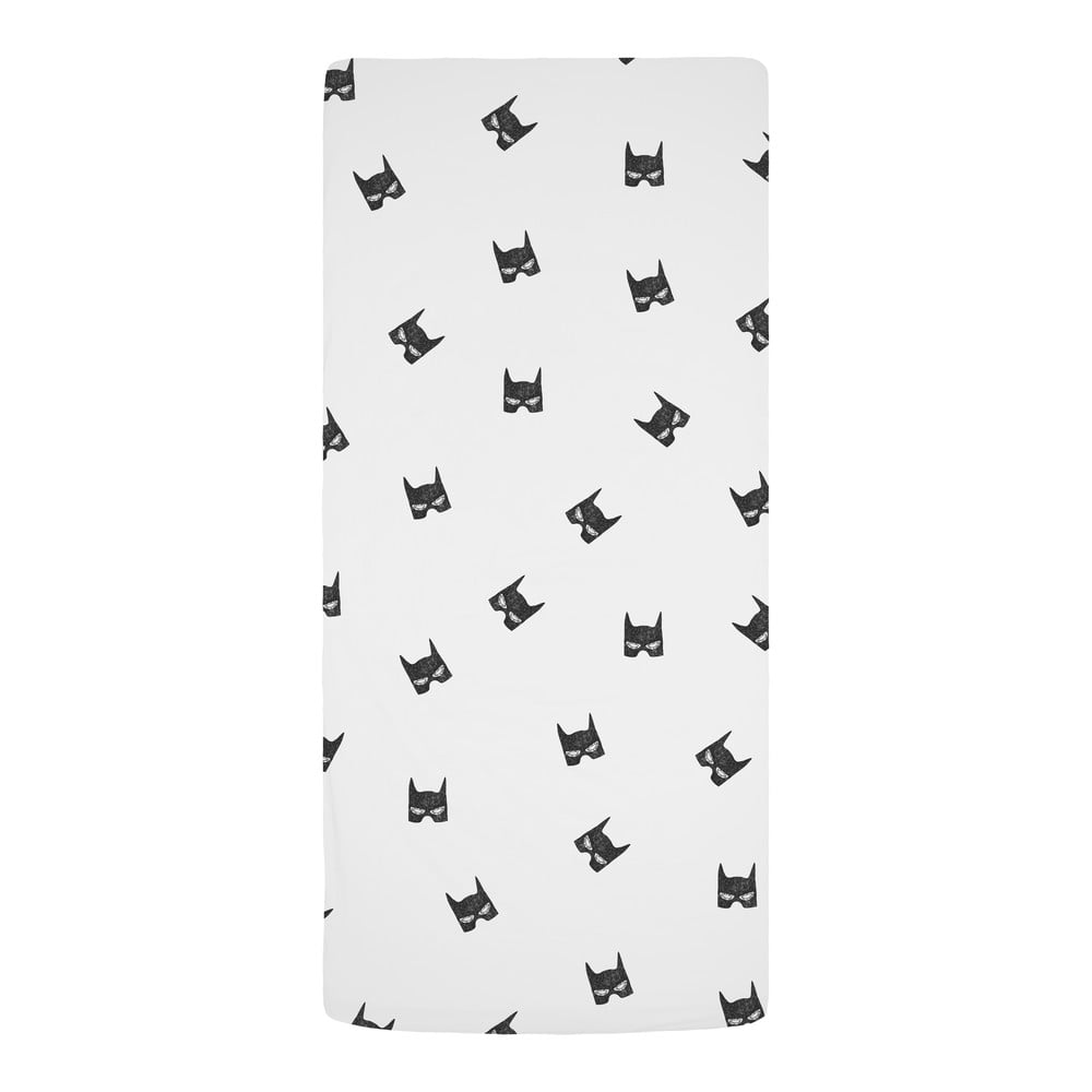 Fekete-fehér gumis egyszemélyes pamut-szatén gyerek lepedő 90x200 cm Be a Hero – Butter Kings