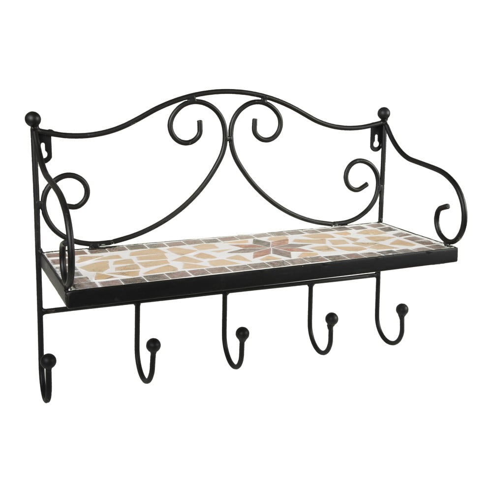 Fekete fém fali fogas polccal 42 cm Almeria – Garden Pleasure