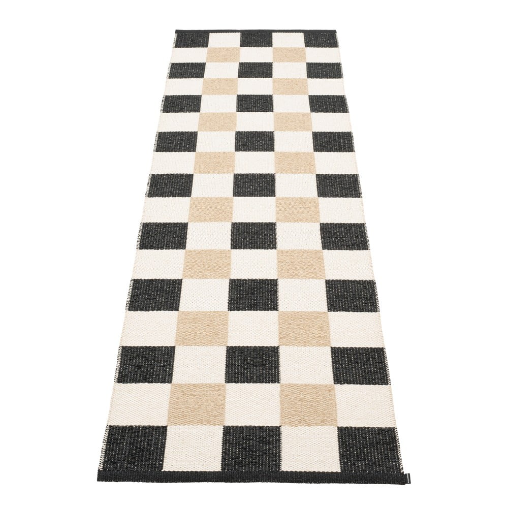 Fekete-krémszínű kültéri-beltéri futószőnyeg 70x240 cm Pix Black Vanilla – Pappelina
