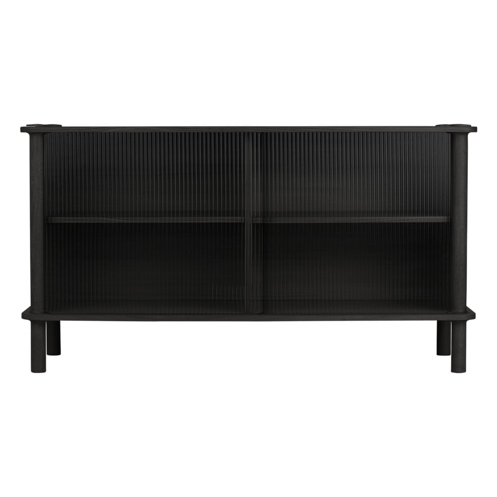 Fekete tölgyfa tálalószekrény tolóajtóval 135x73